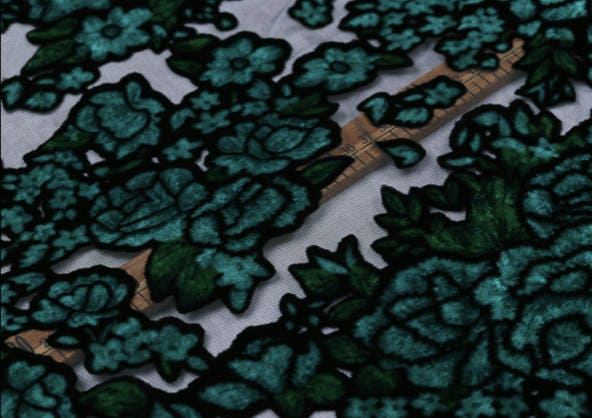 LVHMUDAN - Green Peony Burnout Silk Velvet Fabric - 114cm wide by the Yard