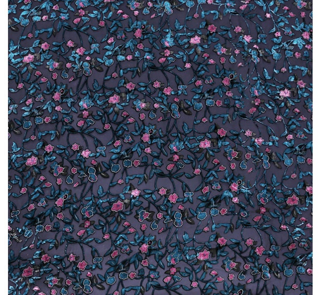 XIAOHONG - Floral Sheer Burnout Silk Velvet Fabric - 114cm wide by the Yard