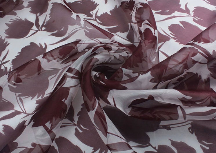 FENGYE - 8 momme Floral Print Silk Organza Fabric - 104cm wide by the Yard