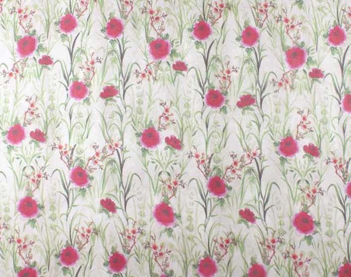 MEIRCAO - 6 momme Floral Print Silk Organza Fabric - 138cm wide by the Yard