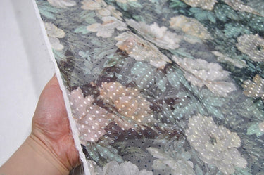 SUMUDAN - Beautiful Flowers Print Special Cut Flower Silk Burnout Fabric - 140cm wide by the Yard