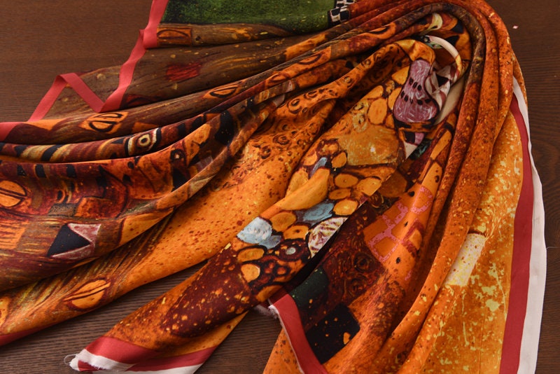 MONAIHY - Digital Printing Charmeuse Silk Satin Fabric - Fixed size 88cm wide by 88cm length