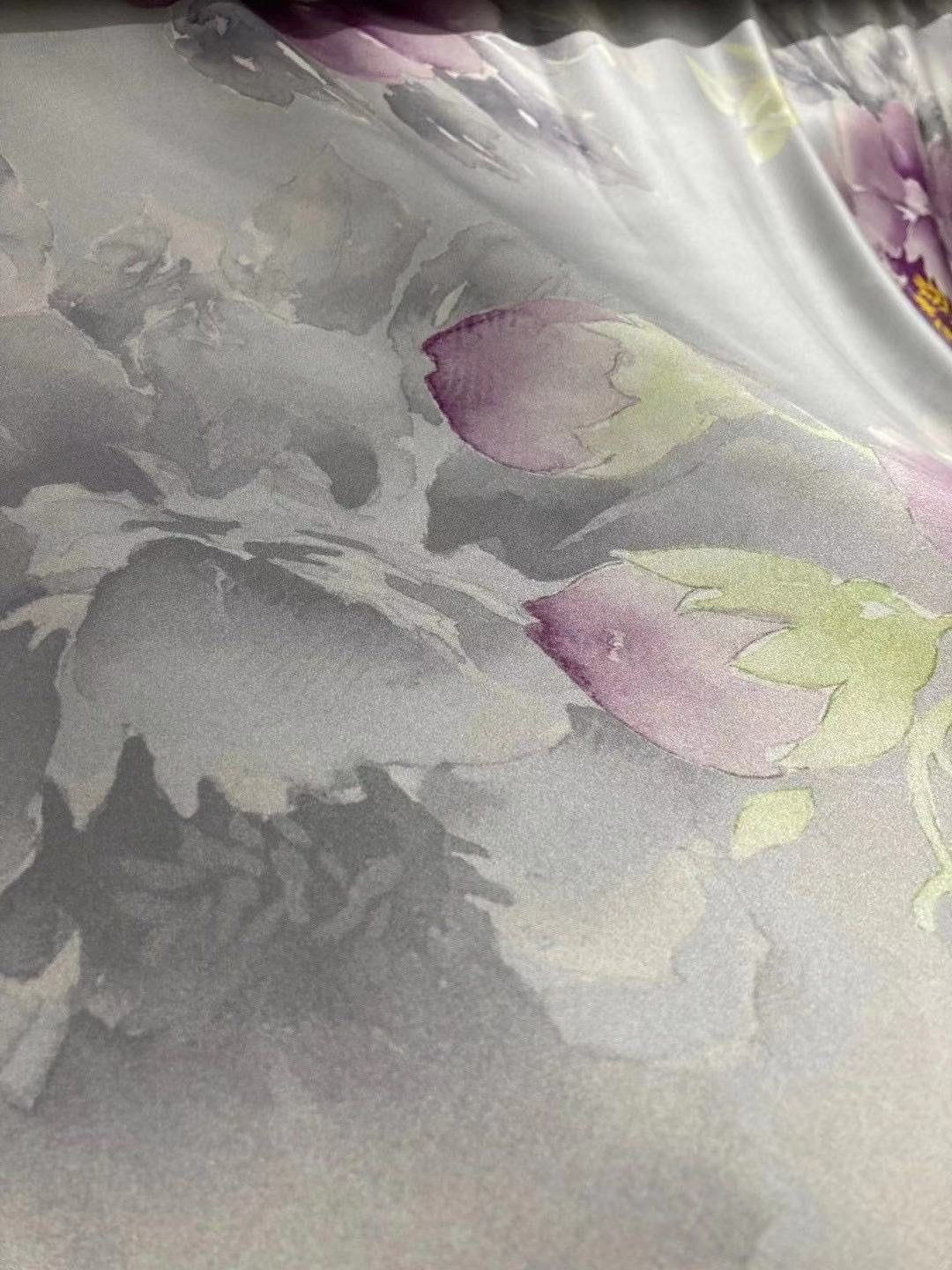 Purple Peony - 16 Momme 100% Silk Bedding 4pcs Suite