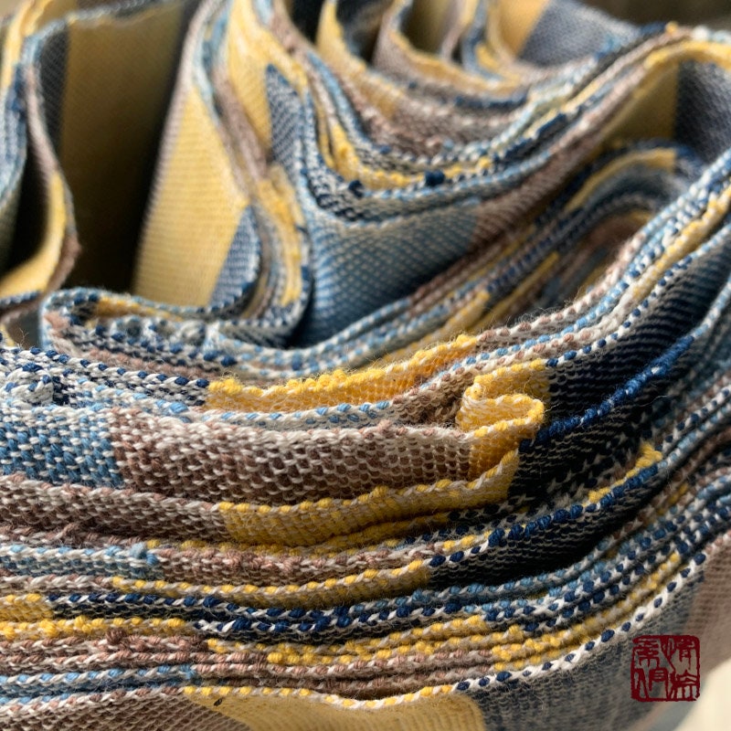 CTDUOCAI - Natural Plant Dye Earth Tone Hand Woven Cotton Fabric - 40cm by the Yard