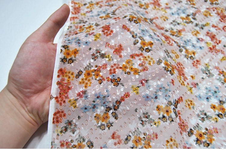 JFHXYXH - Beautiful Special Cut Flower Silk Burnout Fabric - 140cm wide by the Yard