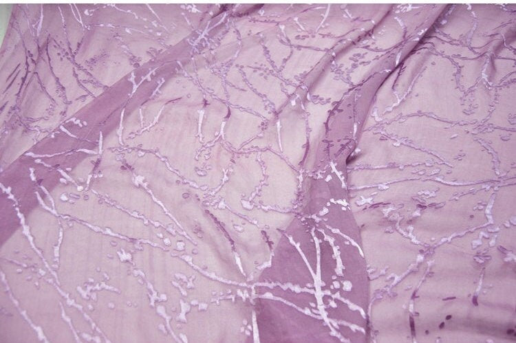 CHANRAO - Sheer Burnout Silk Devore Satin Fabric - 114cm wide by the Yard