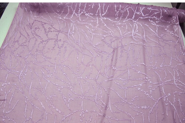 CHANRAO - Sheer Burnout Silk Devore Satin Fabric - 114cm wide by the Yard