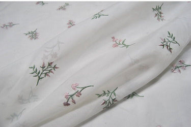 Little Flower Embroidered Silk Organza Fabric/53"/135cm/For Bridal Wedding Dress/Evening Dress/Blouse/Dresses/Long Skirts/tutu/By the Yard