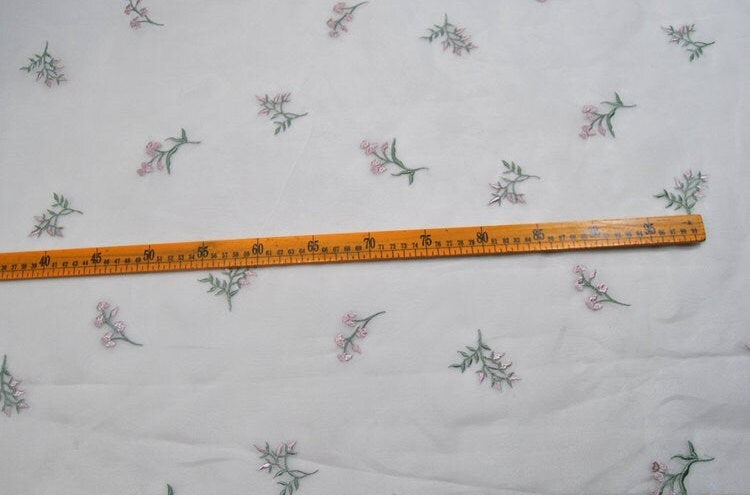 Little Flower Embroidered Silk Organza Fabric/53"/135cm/For Bridal Wedding Dress/Evening Dress/Blouse/Dresses/Long Skirts/tutu/By the Yard