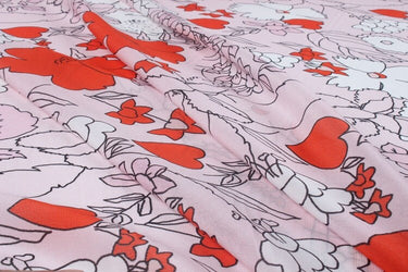 NEGNFU - 12 momme Heart Floral Print Silk Crepe de Chine Fabric - 138cm wide by the Yard