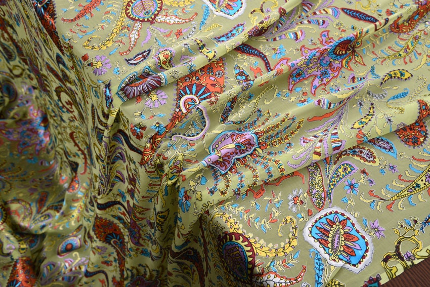 PEISILI - Beautiful Paisley Sheer Burnout Silk Devore Satin Fabric - 114cm wide by the Yard