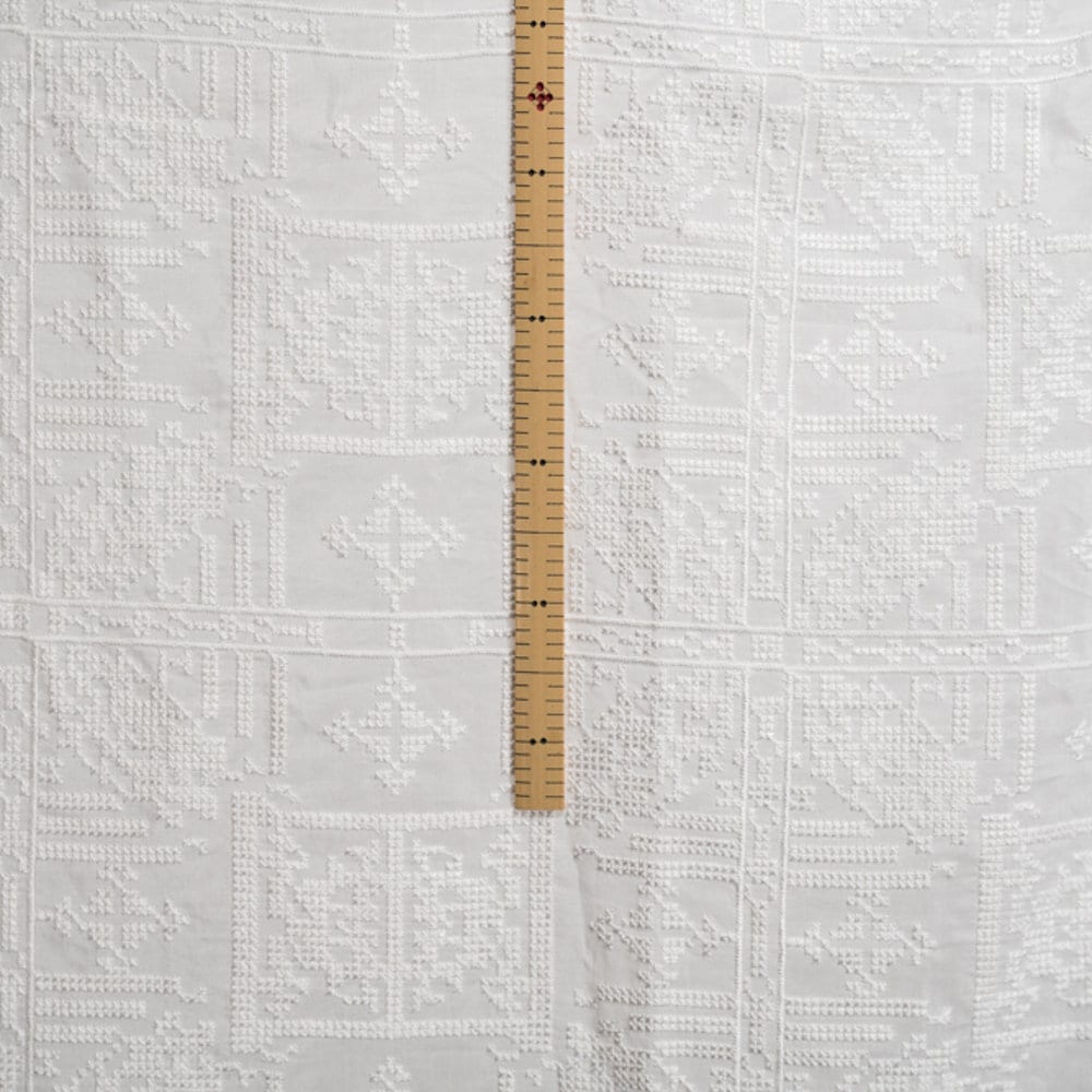 SHIZIXIU - Vintage Cross-Stitched Embroidered Silk Cotton Fabric - 135cm wide by the Yard