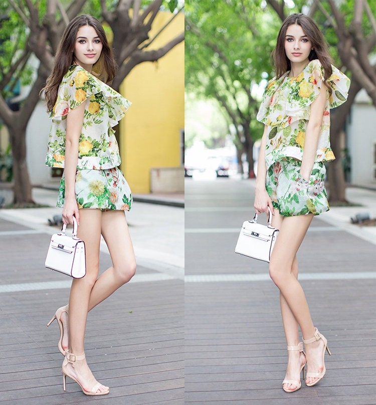 WANHUA - Floral Print Silk Organza Satin Fabric - By the Yard