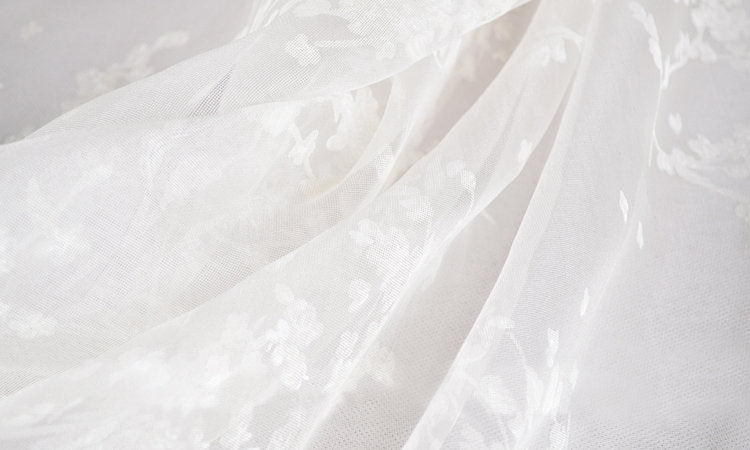 PLUM - 6 Momme White plum Silk Organza Fabric - 138cm by the Yard
