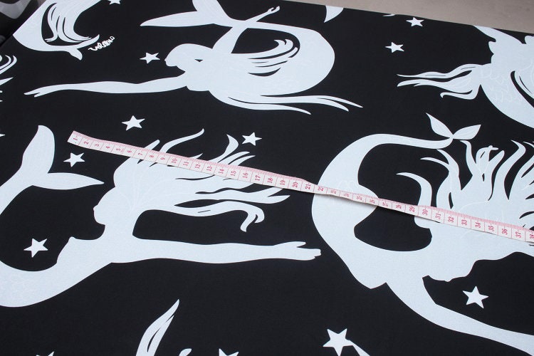 MEIRENYU - 16 momme Mermaid Print Silk Crepe de Chine Fabric - 140cm wide by the Yard