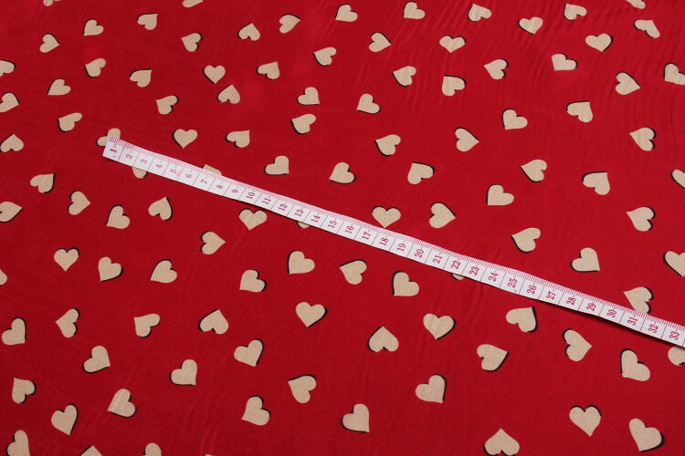 AIXIN - 12 momme Lovely Heart Print Silk Crepe de Chine Fabric - 140cm wide by the Yard