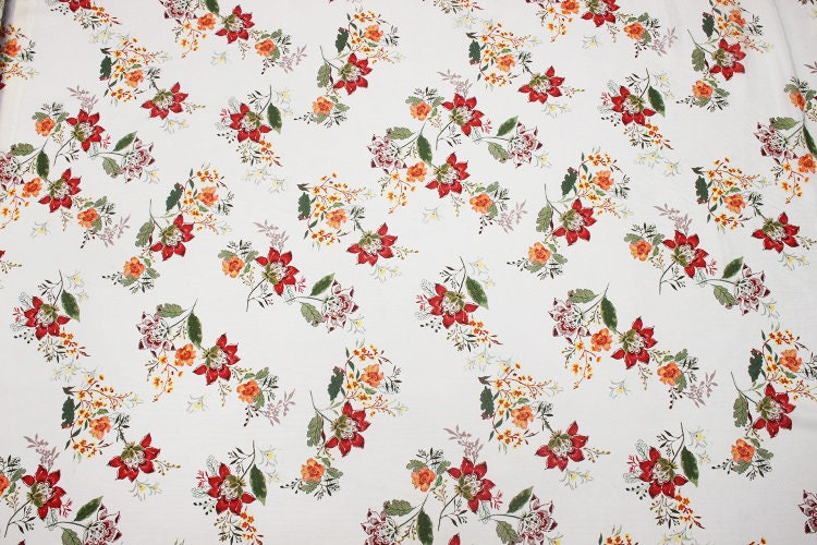 YUNWEI - 12 momme Floral Print Silk Crepe de Chine Fabric - 140cm wide by the Yard