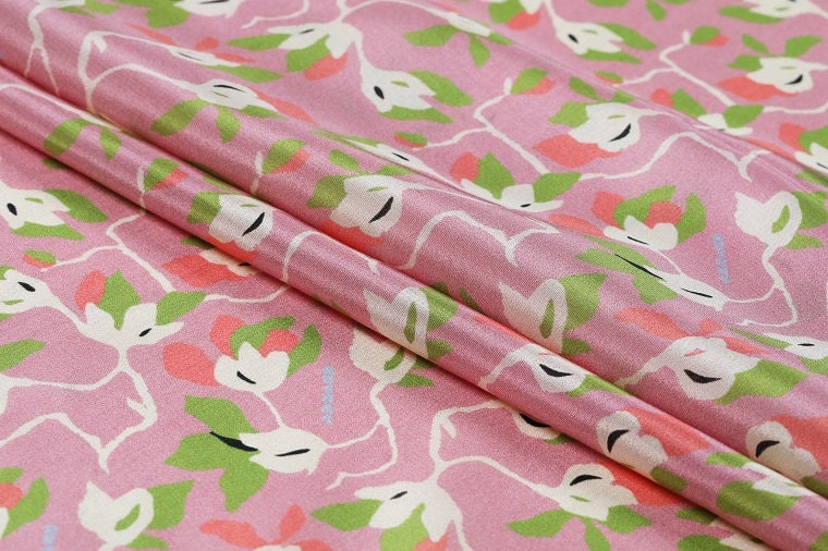 HUAYA - 12 momme Floral Print Silk Crepe de Chine Fabric - 138cm wide by the Yard