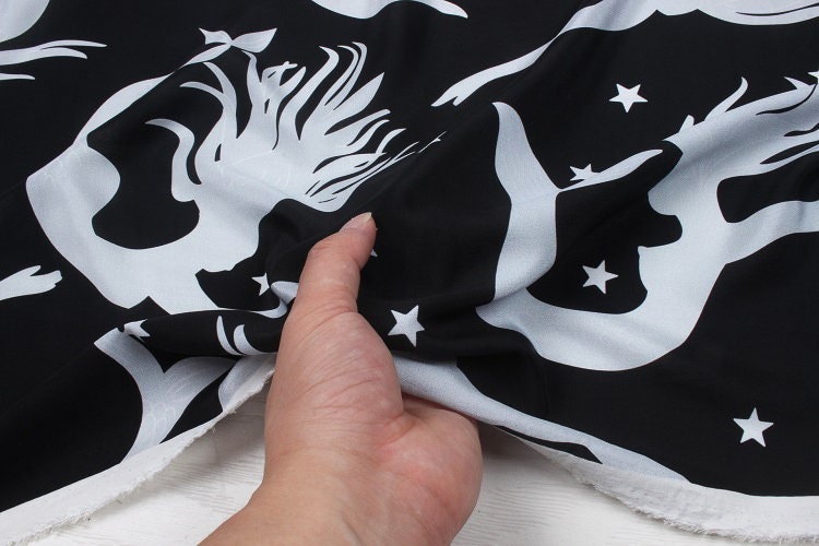 MEIRENYU - 16 momme Mermaid Print Silk Crepe de Chine Fabric - 140cm wide by the Yard