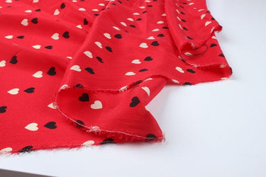 QUWEIXIN - 12 momme Heart Print Silk Crepe de Chine Fabric - 137cm wide by the Yard