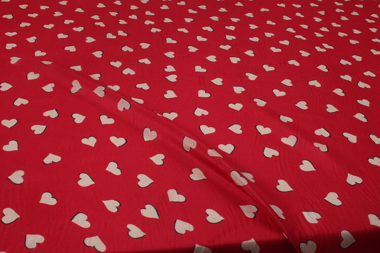 AIXIN - 12 momme Lovely Heart Print Silk Crepe de Chine Fabric - 140cm wide by the Yard