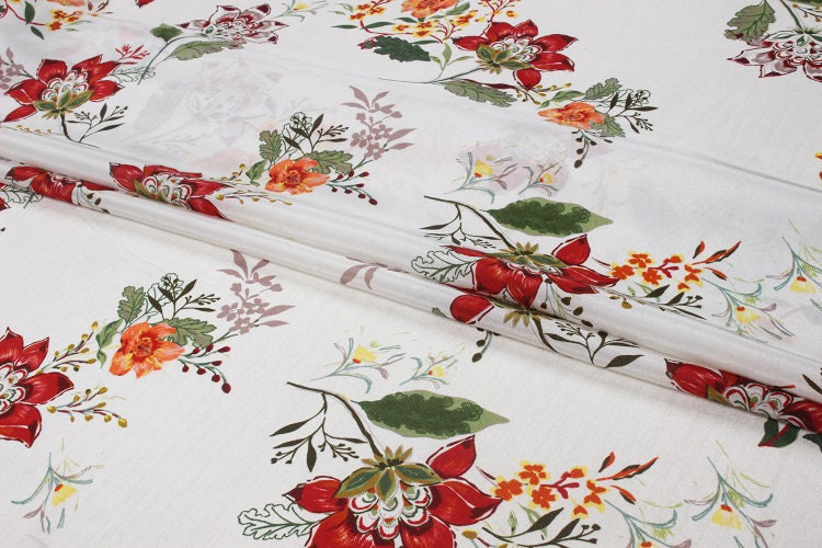 YUNWEI - 12 momme Floral Print Silk Crepe de Chine Fabric - 140cm wide by the Yard