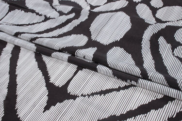 BUGUIZE - 16 momme Black White Stripes Print Silk Crepe de Chine Fabric - 140cm wide by the Yard