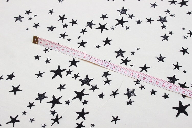 WUJIAOXIN - 16 Momme Little Star Print Silk Crepe de Chine Fabric - 138cm wide by the Yard