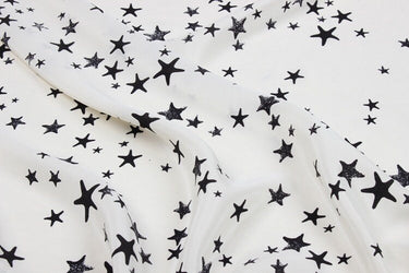 WUJIAOXIN - 16 Momme Little Star Print Silk Crepe de Chine Fabric - 138cm wide by the Yard