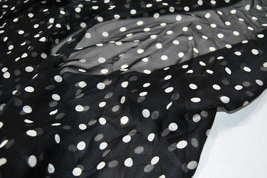 BAIBODIAN- 5.5 Momme White Polka Dots Silk Chiffon Fabric - 140cm wide by the Yard