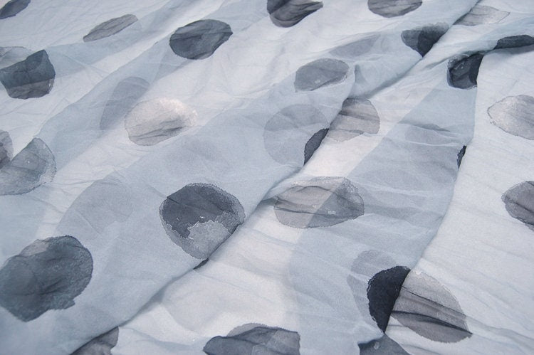 HEIYUNRA - 8 Momme Big Polka Dots Silk Georgette Fabric - 138cm by the yard