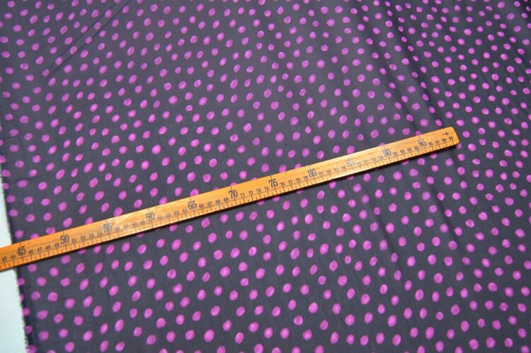 PINKA - 10 Momme Pink Polka Dots on Black Silk Georgette Fabric - 138cm by the yard