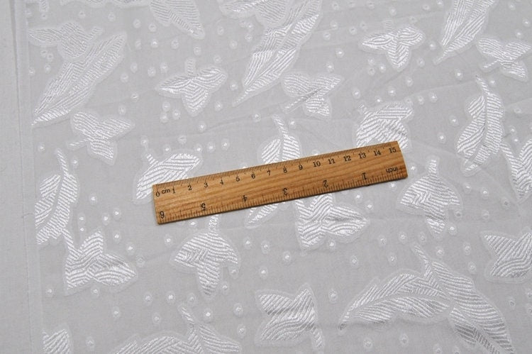 XIAOYE - White Sheer Special Cut Flower Silk Fabric - 114cm wide by the Yard