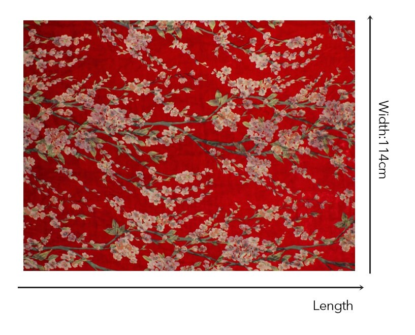HONGMEI - 6 colors Plum Floral on Burnout Silk Velvet Fabric - 114cm wide by the Yard