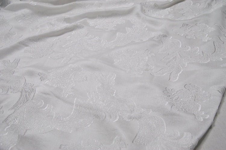 YESHUHUA - White Sheer Special Cut Flower Silk Burnout Fabric - 135cm wide by the Yard