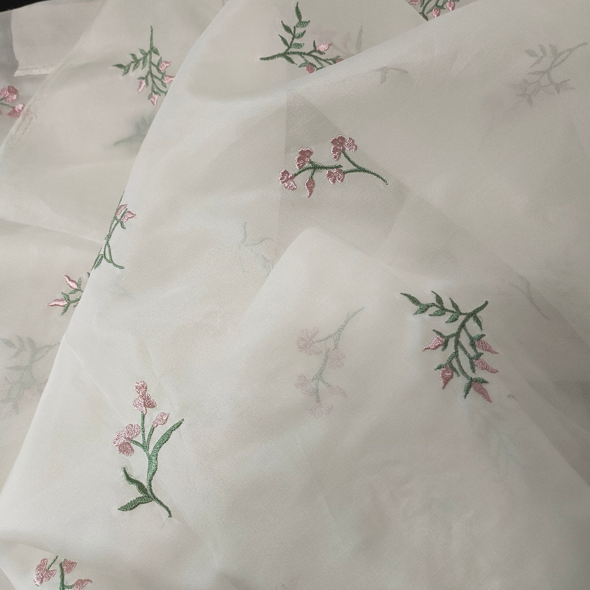 Little Flower Embroidered Silk Organza Fabric/53"/135cm/For Bridal Wedding Dress/Evening Dress/Blouse/Dresses/Long Skirts/tutu/By the Yard