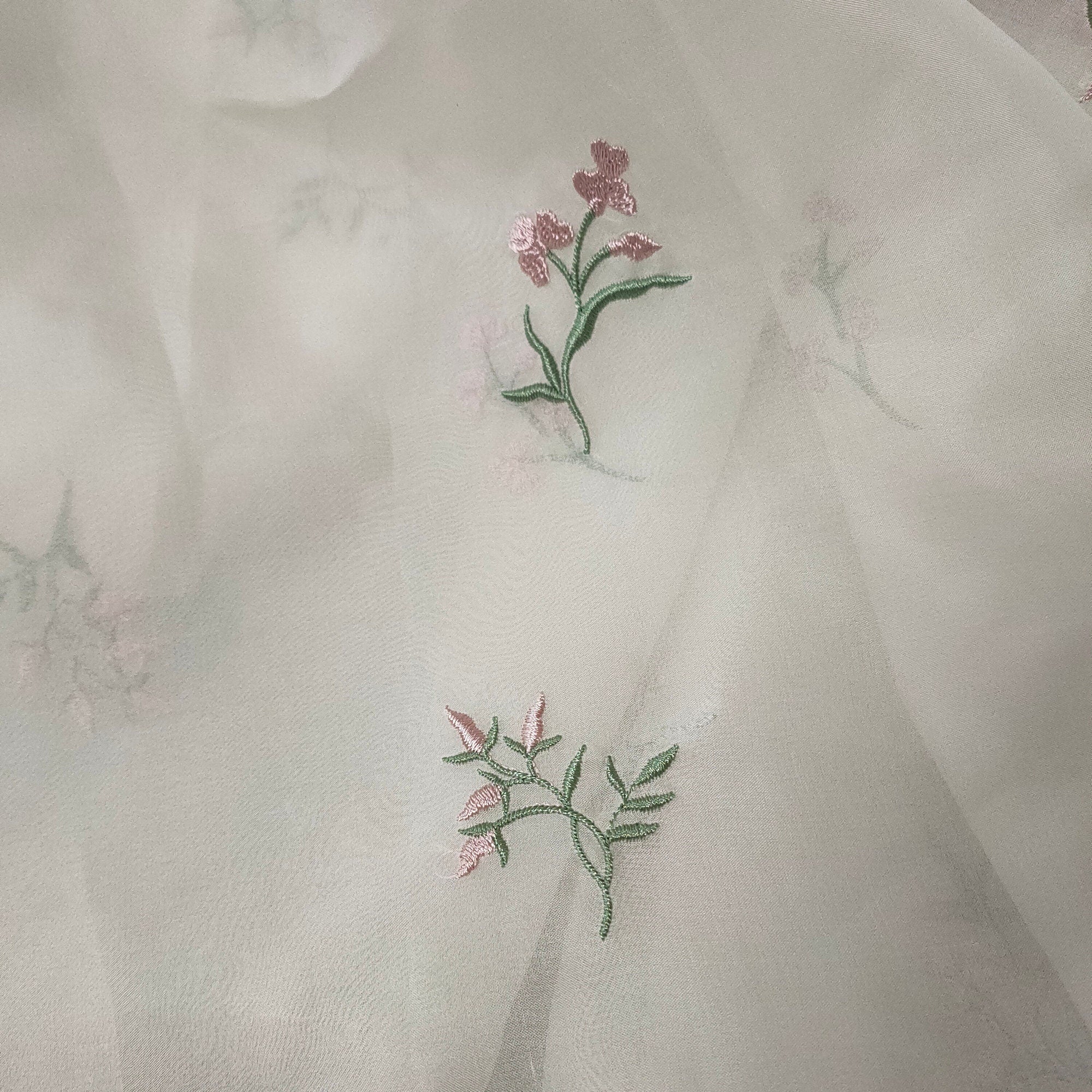 Little Flower Embroidered Silk Organza Fabric/53"/135cm/For Bridal Wedding Dress/Evening Dress/Blouse/Dresses/Long Skirts/tutu/By the Yard