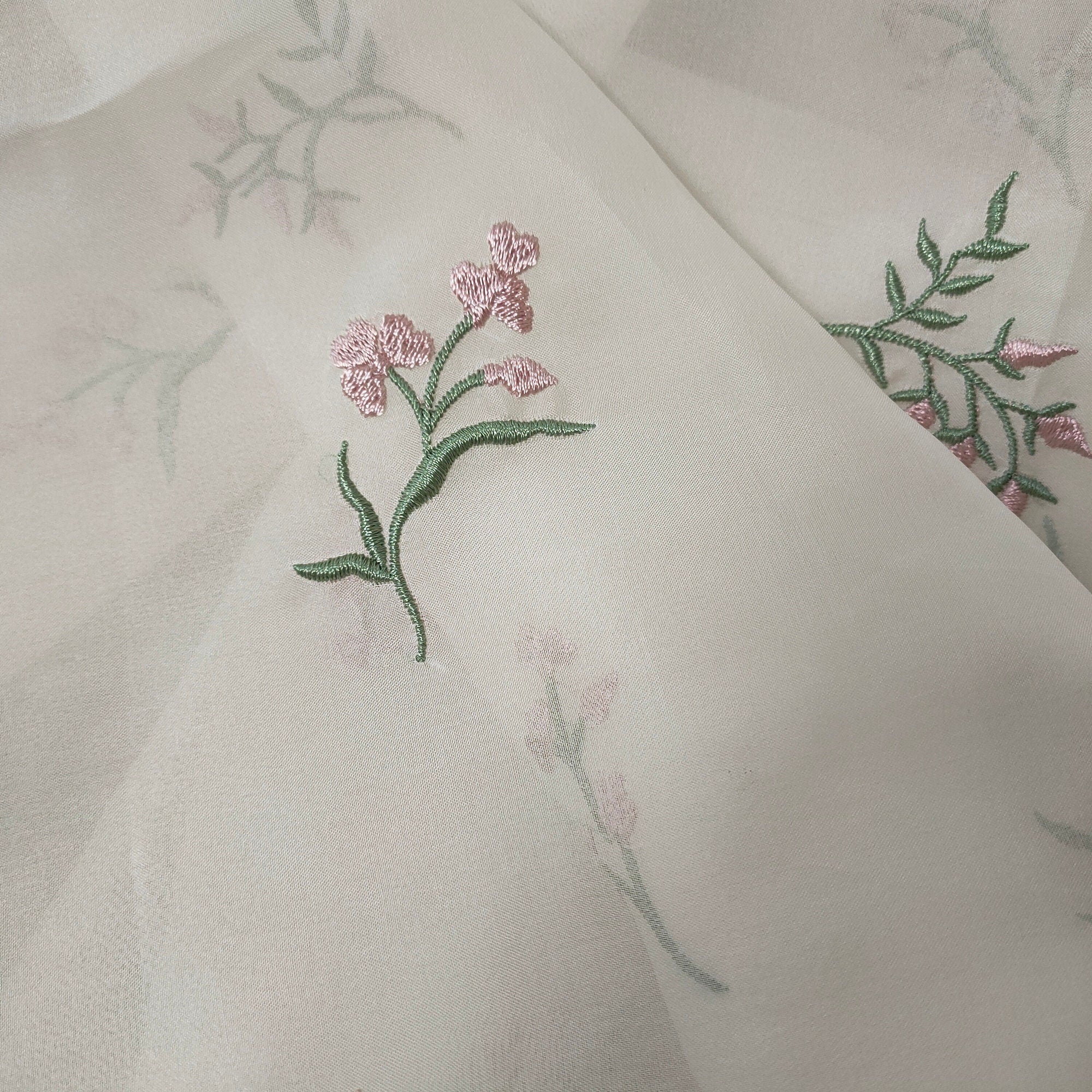 Little Flower Embroidered Silk Organza Fabric/53"/135cm/For Bridal Wedding Dress/Evening Dress/Blouse/Dresses/Long Skirts/tutu/By the Yard