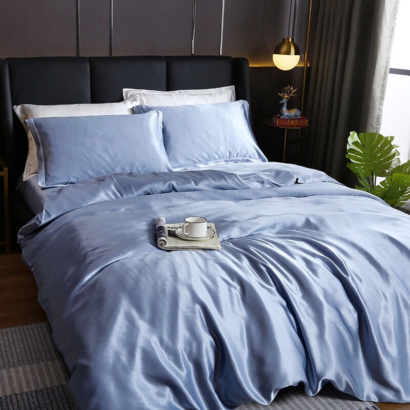 Soft Blue - 16 Momme 100% Silk Bedding 4pcs Suite