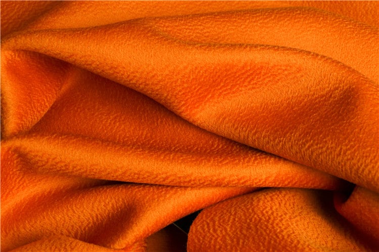 Deep Caramel Double Faced Water Corrugated Silk Cashmere Wool Fabric - By the Yard