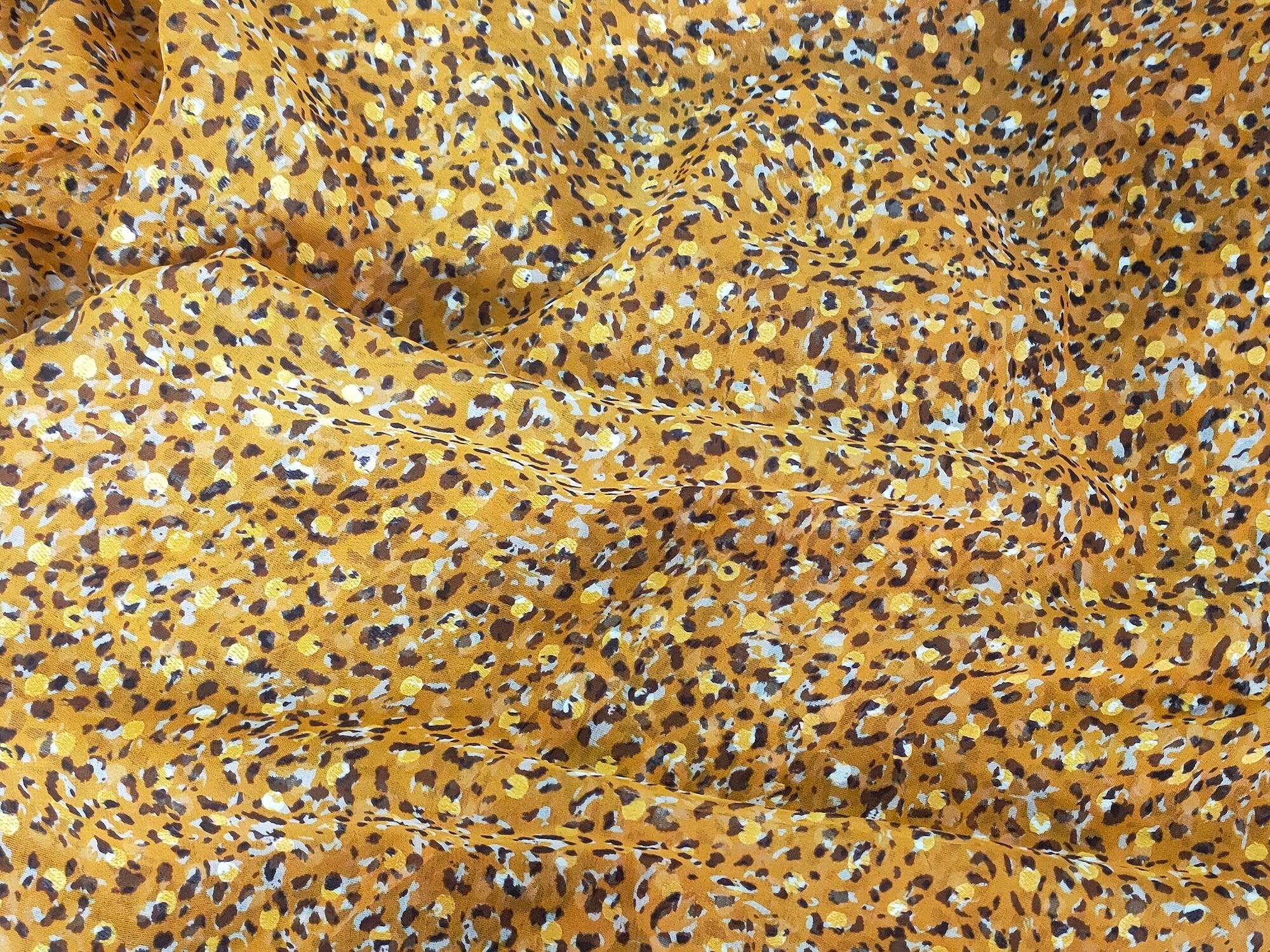 HUANGSEDI - Yellow Sheer Burnout Silk Devore Satin Fabric - 140cm wide by the Yard