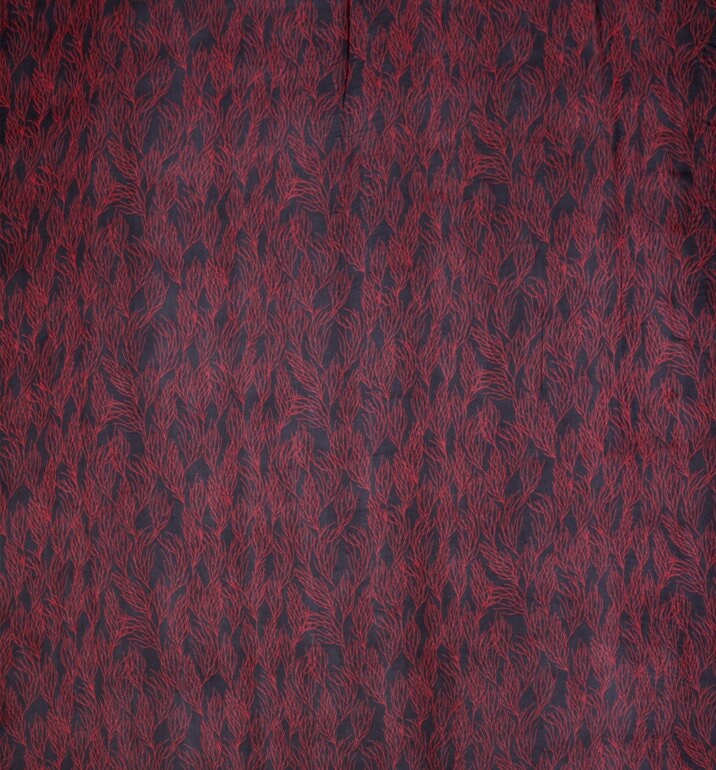 HONGSHANHU - 8 Momme Red Coral Printed Black Silk Georgette Fabric - 138cm wide by the Yard