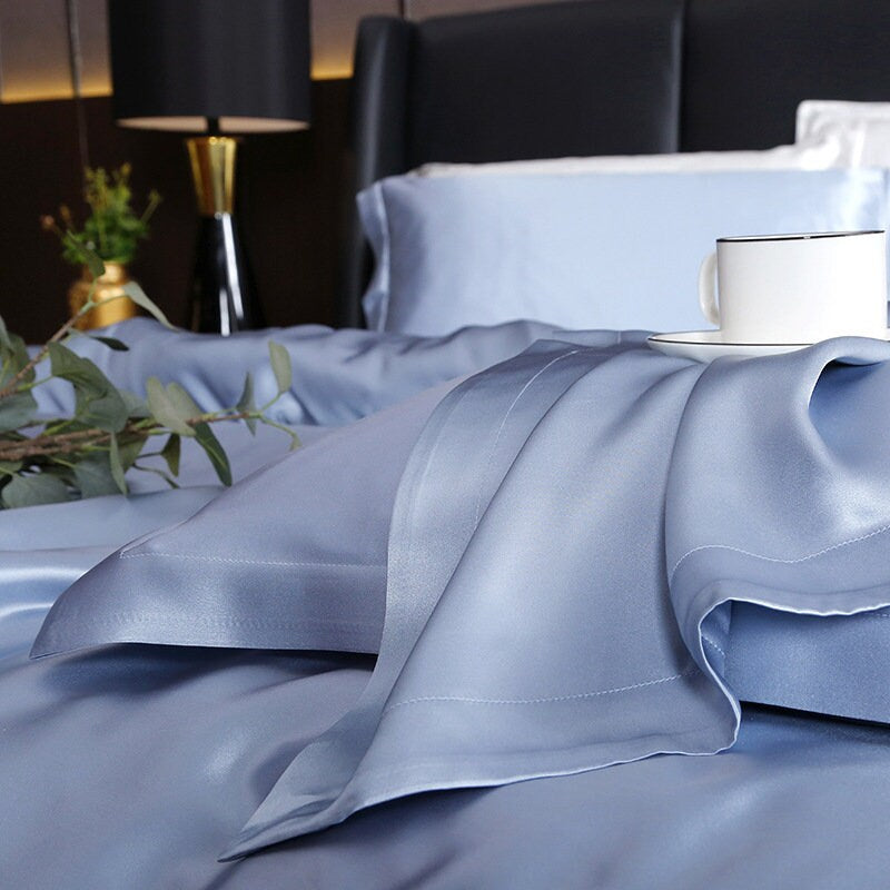 Soft Blue - 16 Momme 100% Silk Bedding 4pcs Suite