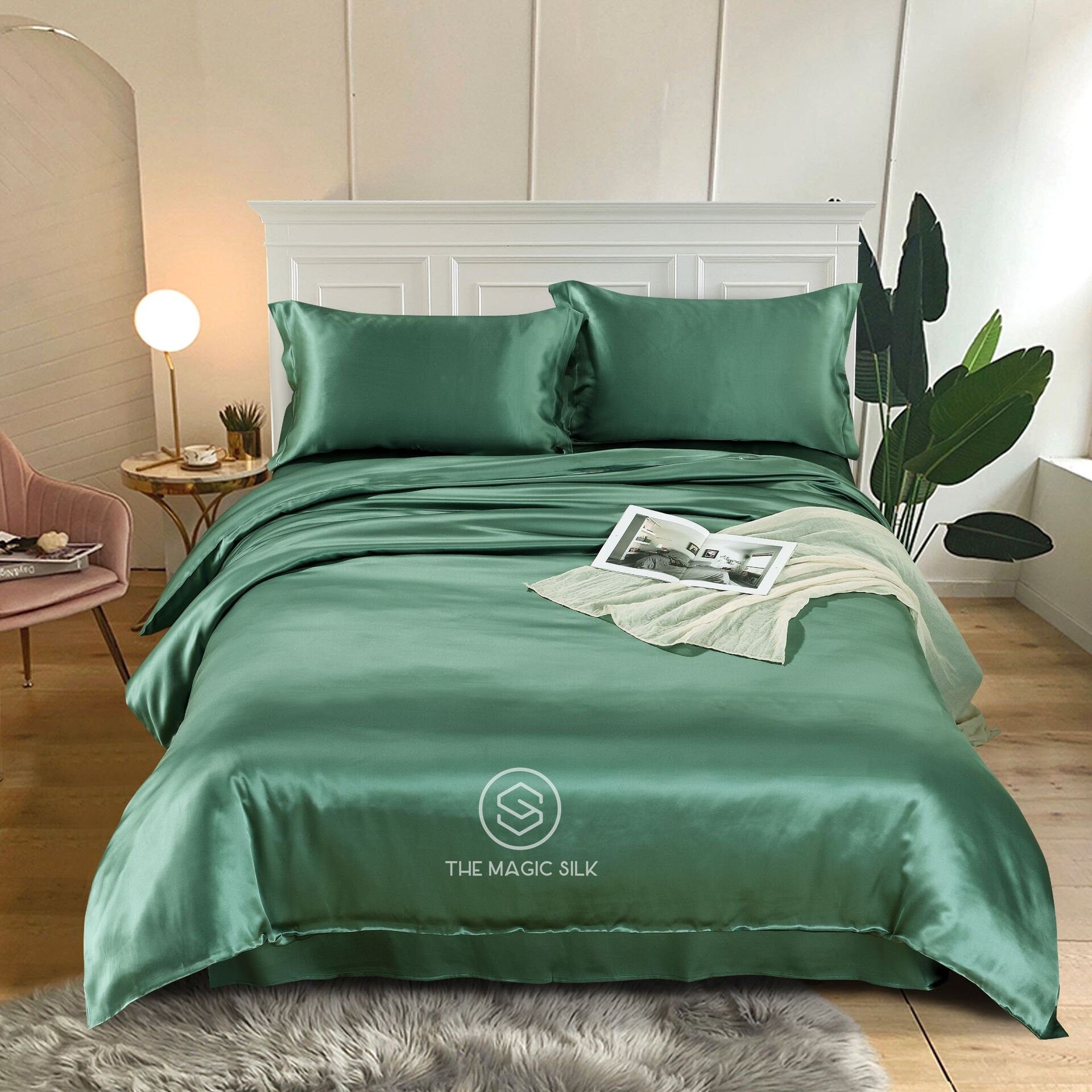 Lucky Green - 16 Momme 100% Silk Bedding 4pcs Suite