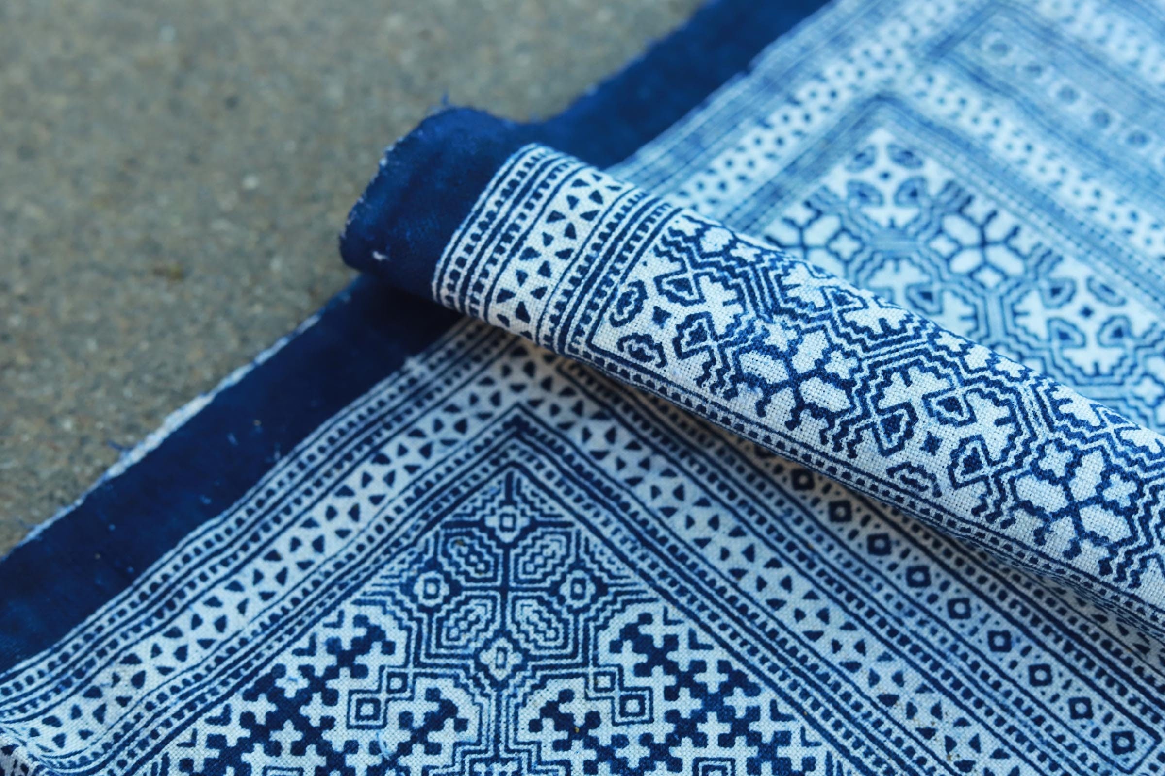 Traditional Chinese Batik Vintage Linen Fabric By the Yard