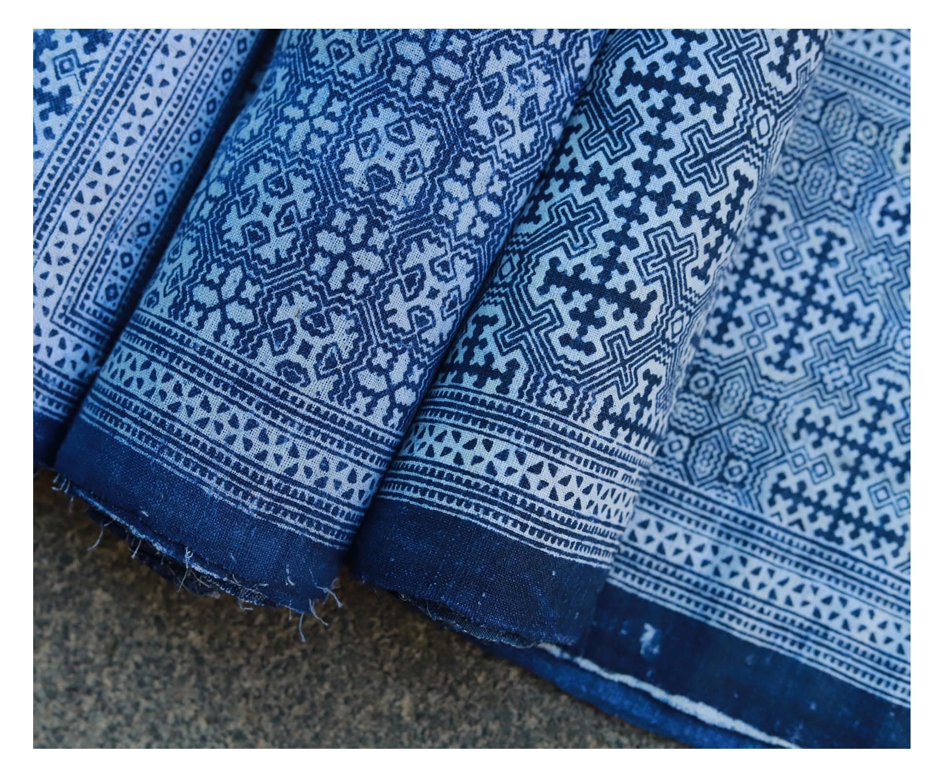 Traditional Chinese Batik Vintage Linen Fabric By the Yard