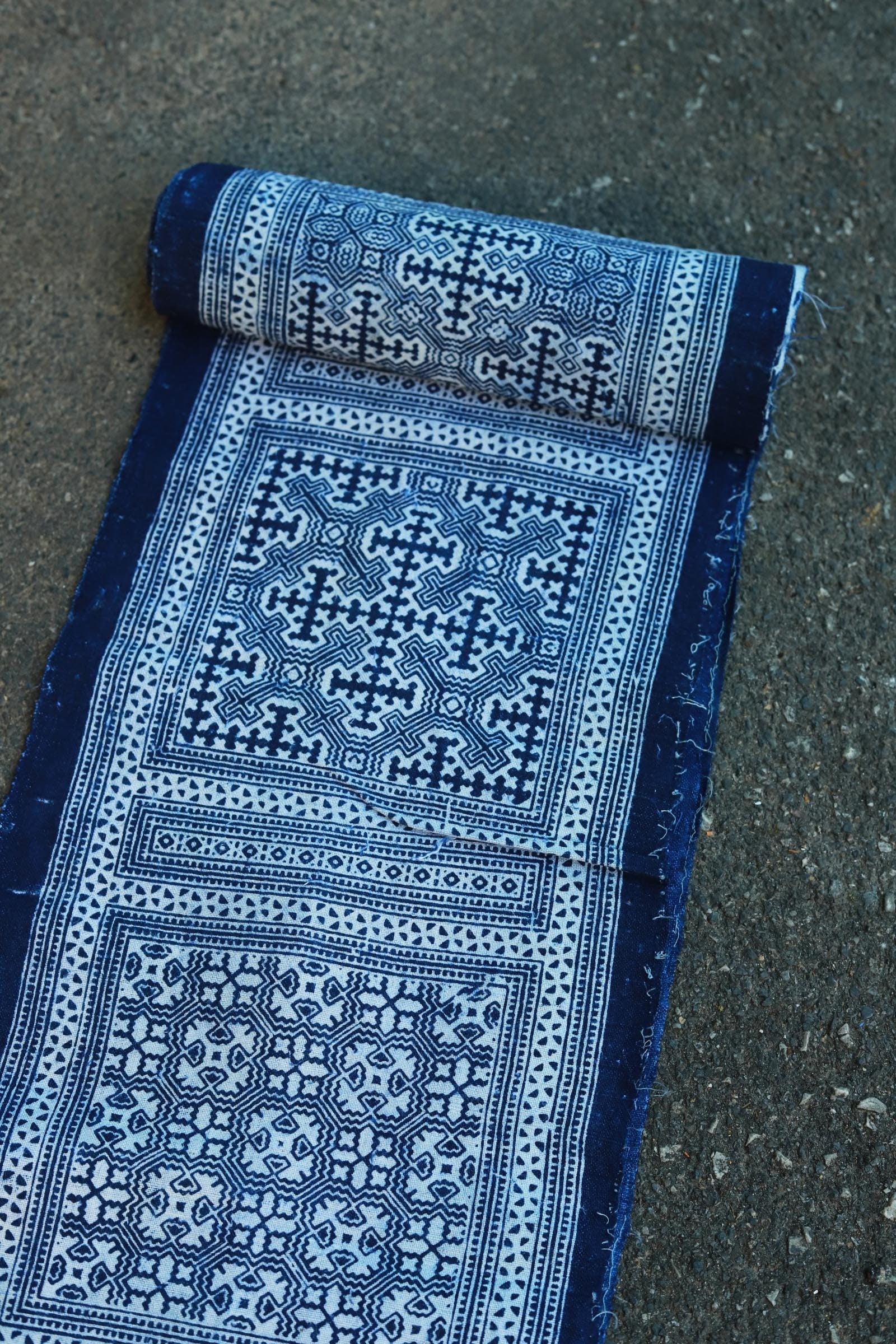 Traditional Chinese Batik Vintage Linen Fabric By the Yard