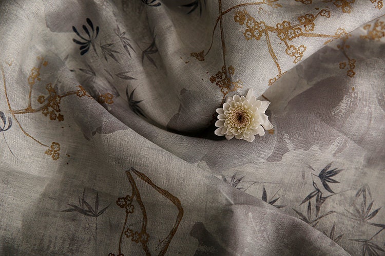 CANGZHU - Digital Printing 42 Thread Count Ramie Fabric - 140cm wide by the Yard