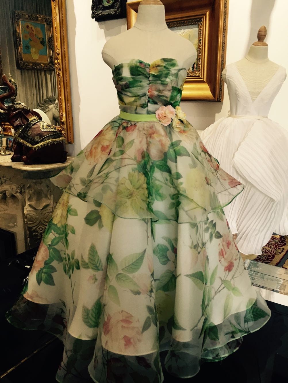 WANHUA - Floral Print Silk Organza Satin Fabric - By the Yard
