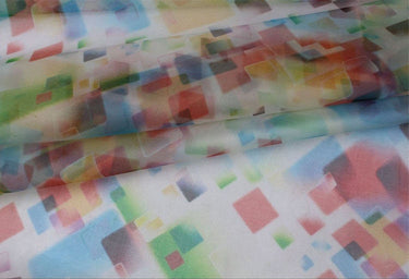 WUCAIGE - 6 momme Colorful Plaid Print Silk Organza Fabric - 138cm wide by the Yard